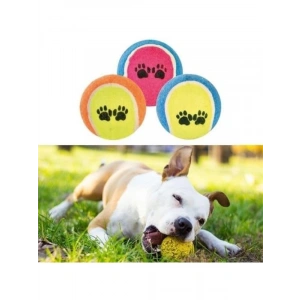 3lü Renkli Desenli Tenis Topu - Kedi ve Köpek Oyuncağı