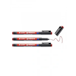 3lü Set Kırmızı Asetat Kalemi, 0.3 mm Yuvarlak Uç