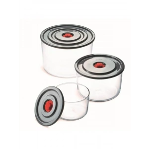 3lü Yuvarlak Borosilikat Cam Saklama Kabı Seti