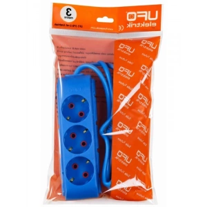 3 Metre Uzatma Kablosu, 3lü Topraklı Grup Priz, Mavi