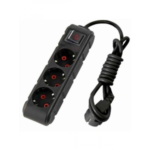 3 Metre Uzunlukta 3lü Topraklı Grup Priz, Siyah Renk