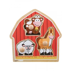 3 Parça Ahşap Yapboz - Çiftlik Hayvanları Temalı