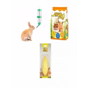 3 Parça Hamster Temel İhtiyaç Seti, Yemi ve Suluk Dahil