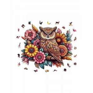 300 Parça Çiçekli Baykuş Ahşap Puzzle Seti