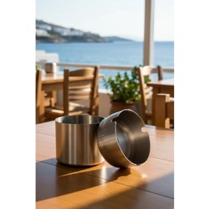 304 Kalite Paslanmaz Çelik Kapaklı Küllük, Araç Uyumlu