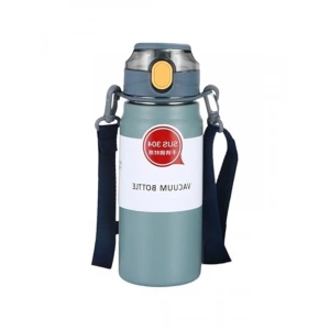 304 L Çelik Mavi 600 ml Askılı ve Pipetli Matara Suluk cin411mv