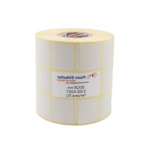 30mm x 25mm Eko Termal Etiket - 3000 Adet, 3lü Rulo