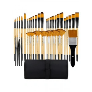 32 Adet Fırçadan Oluşan Sanat Seti - Cırt Bantlı Çantalı