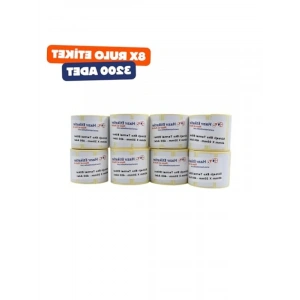 3200 Adet Eko Termal Etiket, 40mm x 20mm, 8 Rulo