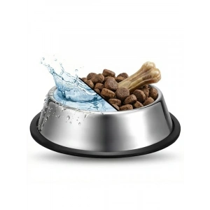 34 cm Paslanmaz Çelik Mama ve Su Kabı, Kaydırmaz Tabanlı