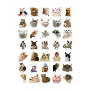 35 Adet Kedi Mood Sticker Seti - Ajanda ve Defterler için