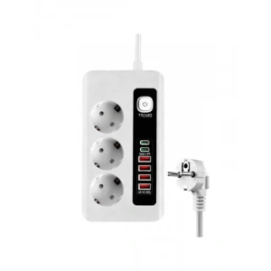 3500W Akım Korumalı Çoklu Priz, 3 Priz Girişi, 2 Type-C + 4 USB Port