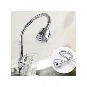 360 Derece Dönebilen Krom Hortumlu Musluk Ucu, Tasarruflu Oynar Başlık