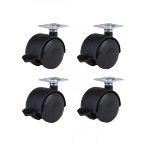 360 Derece Döner Tablalı Frenli Plastik Tekerlek Seti (4 Adet, Çap: 50 mm)
