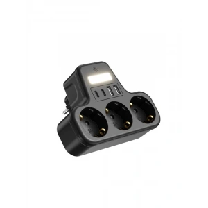 3680W Akım Korumalı 3lü Priz Adaptörü, 2 USB ve 2 Type-C Girişli