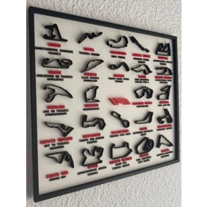 3D Çerçeve - Formula 1 Yarış Pisti Dekoratif Tablo (Beyaz)