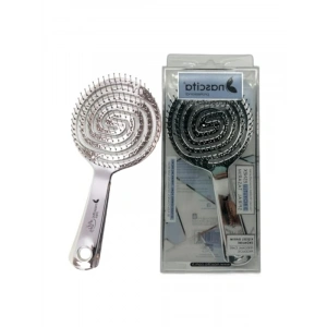 3D Flexi Kontrol Açma ve Tarama Saç Fırçası - Gümüş