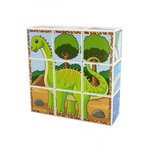 3D Manyetik Dinozor Puzzle Seti - 9 Mıknatıslı Küp ile Eğlenceli Öğrenim