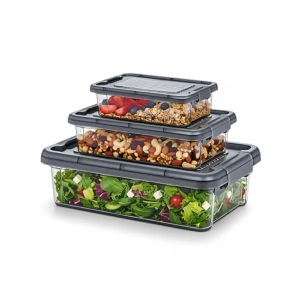 3’lü Kilitli Saklama Seti (3L, 1.5L, 0.85L) – Şeffaf Gıda Kabı