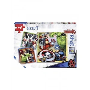 3x49 Parça Eğlenceli Yapboz Seti - Avengers Temalı