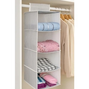 4 Bölmeli Askılı Dolap Düzenleyici - Gri