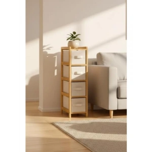 4 Çekmeceli Bambu Dolap Organizer, Çok Amaçlı Düzenleyici