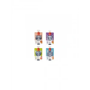 4 Çeşit Kedi Et Ezmesi, 90 Gr X 4 Adet Lezzetli ve Çeşitli Atıştırmalık