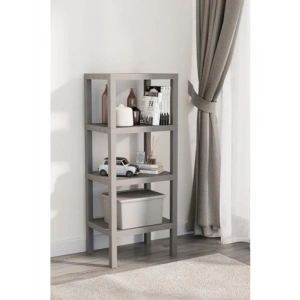 4 Katlı Plastik Depolama Rafı, Gri, Çok Amaçlı