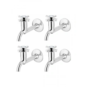 4 Kollu Krom Musluk - Duvardan Tek Girişli, 4lü Artı Aç Kapa