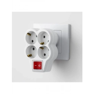 4lü Düğmeli Topraklı Priz Seti