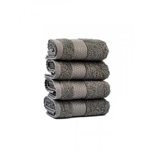 4lü Misafir Havlusu Seti - %100 Doğal Pamuk, Antrasit