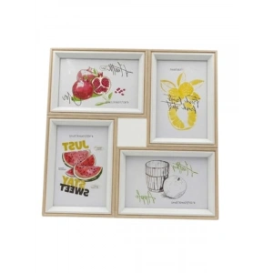 4lü Modern Duvar Çerçeve Seti - Bej, 28.8 cm x 28.8 cm