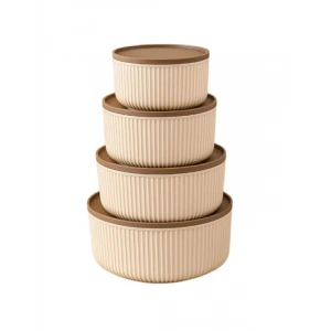 4lü Modern Yuvarlak Saklama Kabı Seti