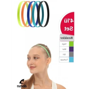 4lü Paket Kaydırmaz Sporcu Saç Bandı, 4 Renk