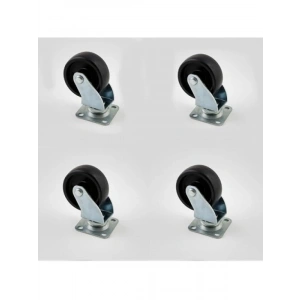 4lü Set 50 mm Tablalı Dönerli Mobilya Tekerleği, Siyah