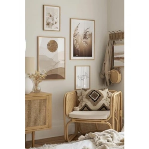 4 Parça MDF Tablo Seti - Ahşap Çerçeve Görünümü