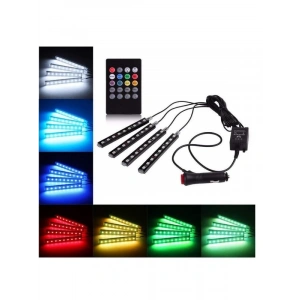 4 Parça RGB Şerit LED Işık Seti, Araç İçi Ambiyans Aydınlatma
