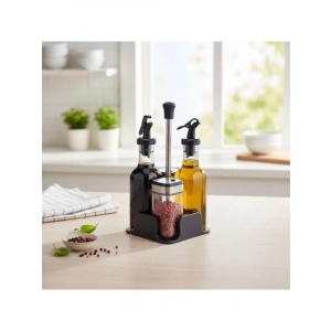 4 Parçalı Mutfak Baharat ve Yağ Seti - Taşınabilir Stant ile