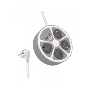 4 Prizli Anahtarlı Grup Priz - 2 USB, 1.5 Metre