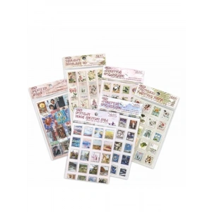 4 Sayfa Vintage Pul Desenli Sticker Seti, Scrapbook İçin