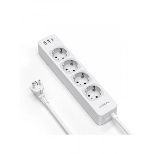4 Yollu Çoklu Priz, 2 Metre, Anahtarlı ve USB Girişi ile