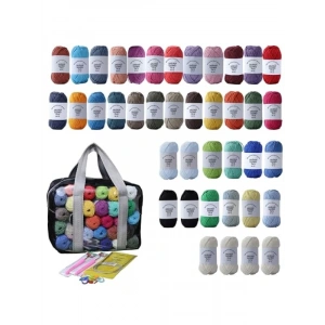 40 Adet 100% Pamuk İp Seti - 35 Farklı Renk