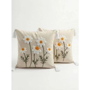 40x40 cm Papatya Desenli Kırlent Kılıfı, 2 Adet Set