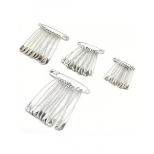 48 Adet Gümüş Çengelli İğne Seti, 2,5-3,5-4 cm Boyut Seçenekleri