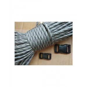 4mm Kalınlığında Yedi Çekirdek 5 Metre Paracord İpi, Gri-Beyaz