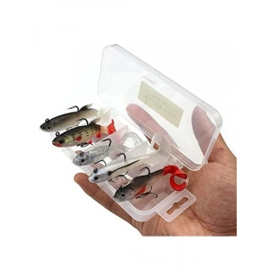 5 Adet Yumuşak Silikon Sırtlı Olta Yem Seti - Çift İğneli