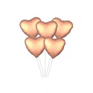 5 Li Kalp Folyo Balon, Rose Gold Renkli Partiler İçin