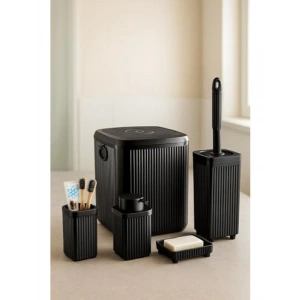 5 Parça Siyah Akrilik Banyo Seti