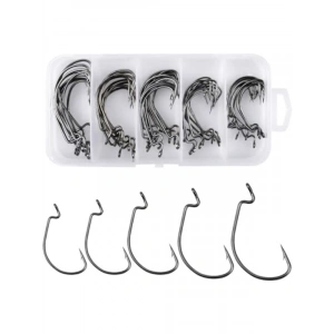 50 Adet Paslanmaz Çelik Balık Olta İğne Seti, Krom Kutuda