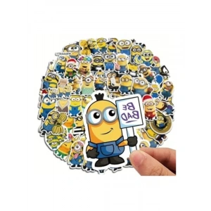50li Minions Sticker Seti, Laptop ve Tablet İçin Renkli Etiketler
